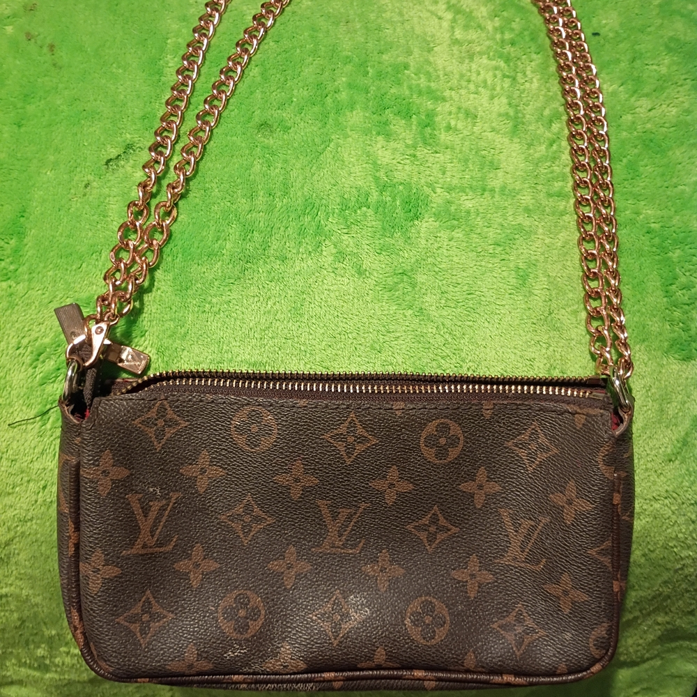 Louis Vuitton Brown Monogram Wristlet with Gold Chain - Picture 2 of 9